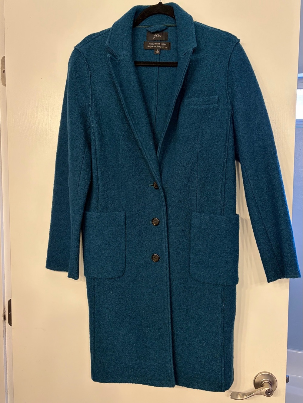 J. Crew Teal Single-Breasted Wool-Blend Coat